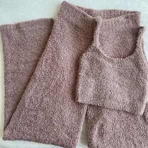 SKIMS "rose clay" cozy knit pant/bra set size S/M